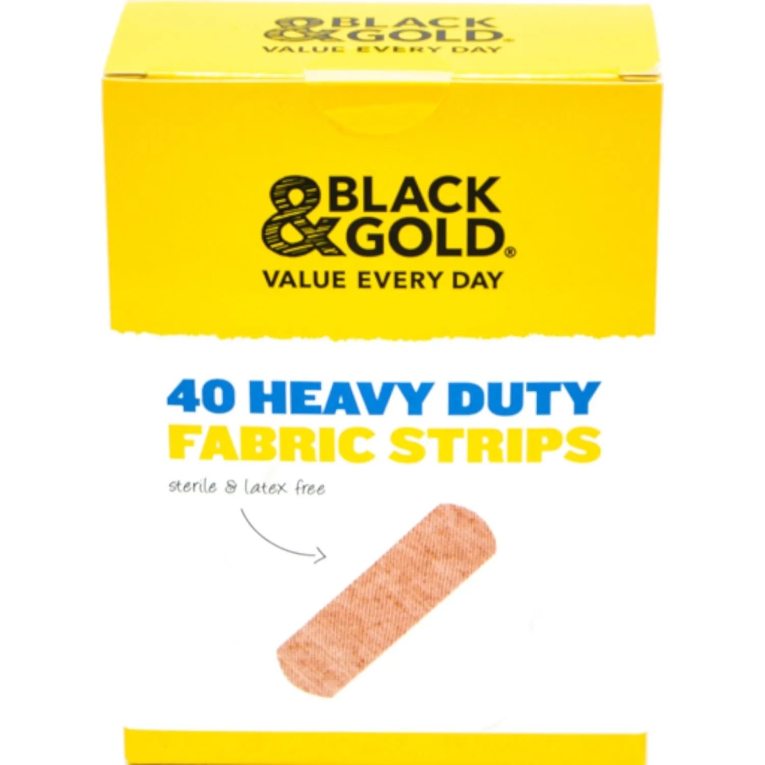Black & Gold Heavy Duty Fabric Strips 40 Pack