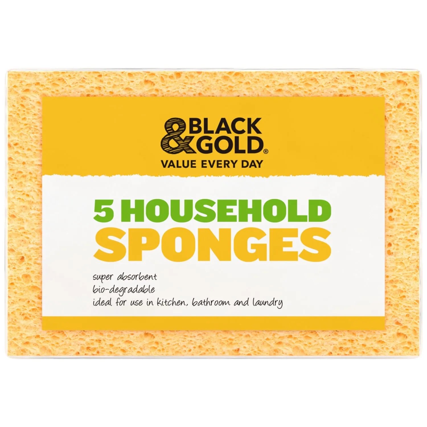 Black & Gold Household Sponge 5 Pack