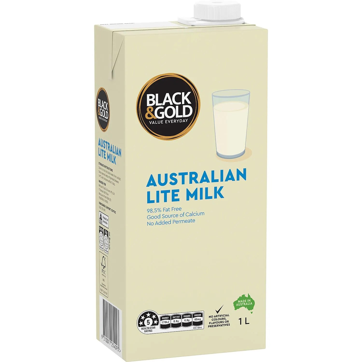 Black & Gold Low Fat Milk 1 Litre