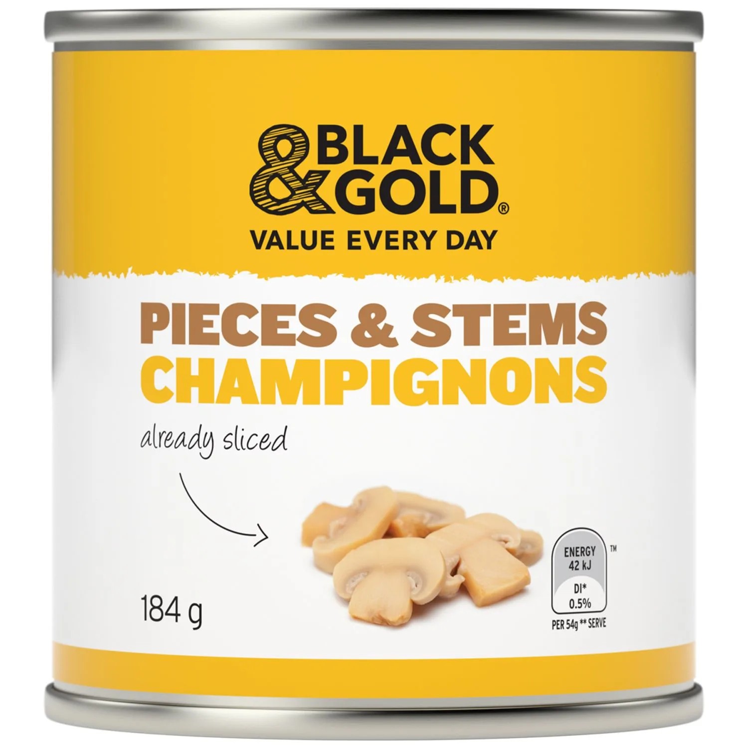 Black & Gold Mushroom Pieces Stems 184 Gram