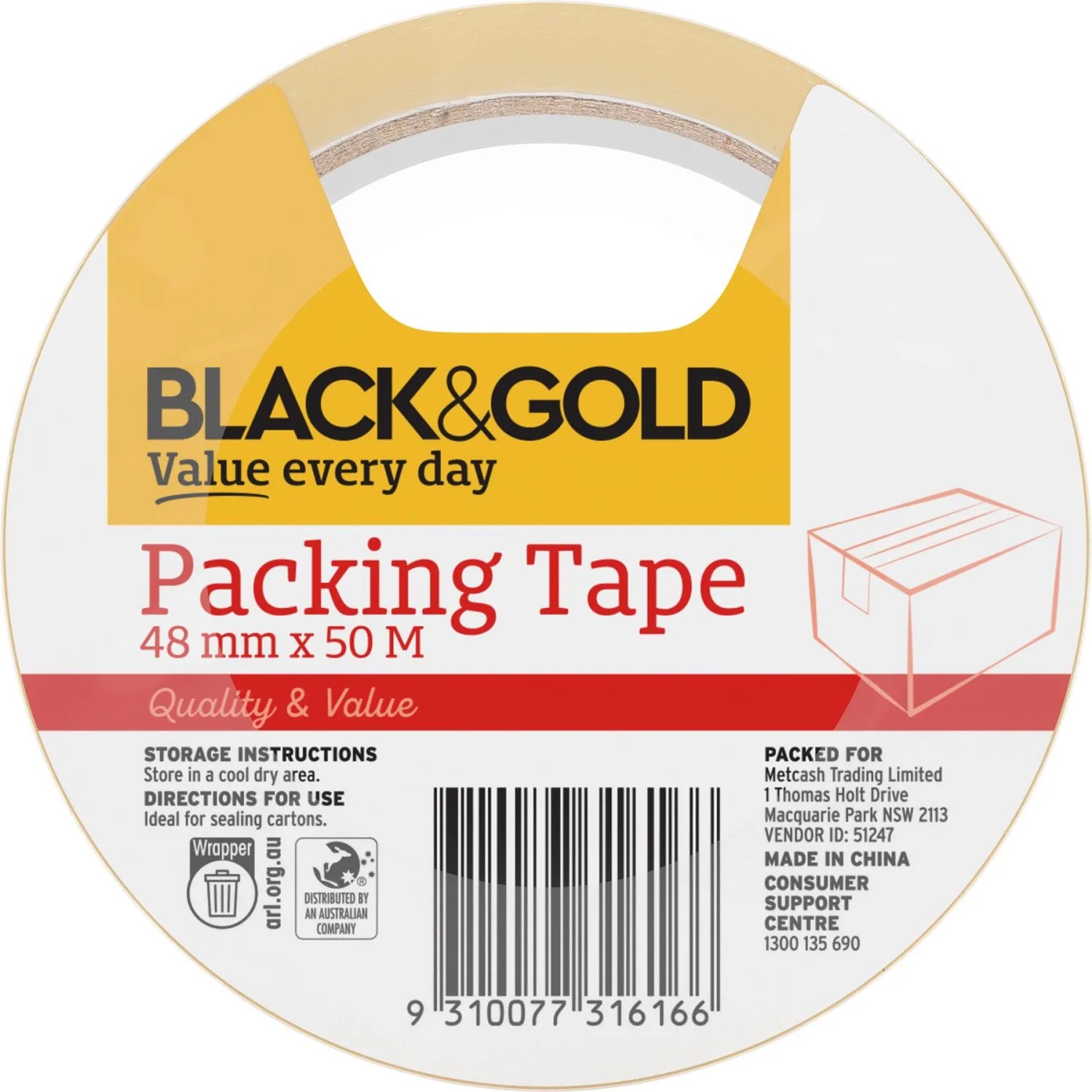 Black & Gold Packing Tape 48x50mm