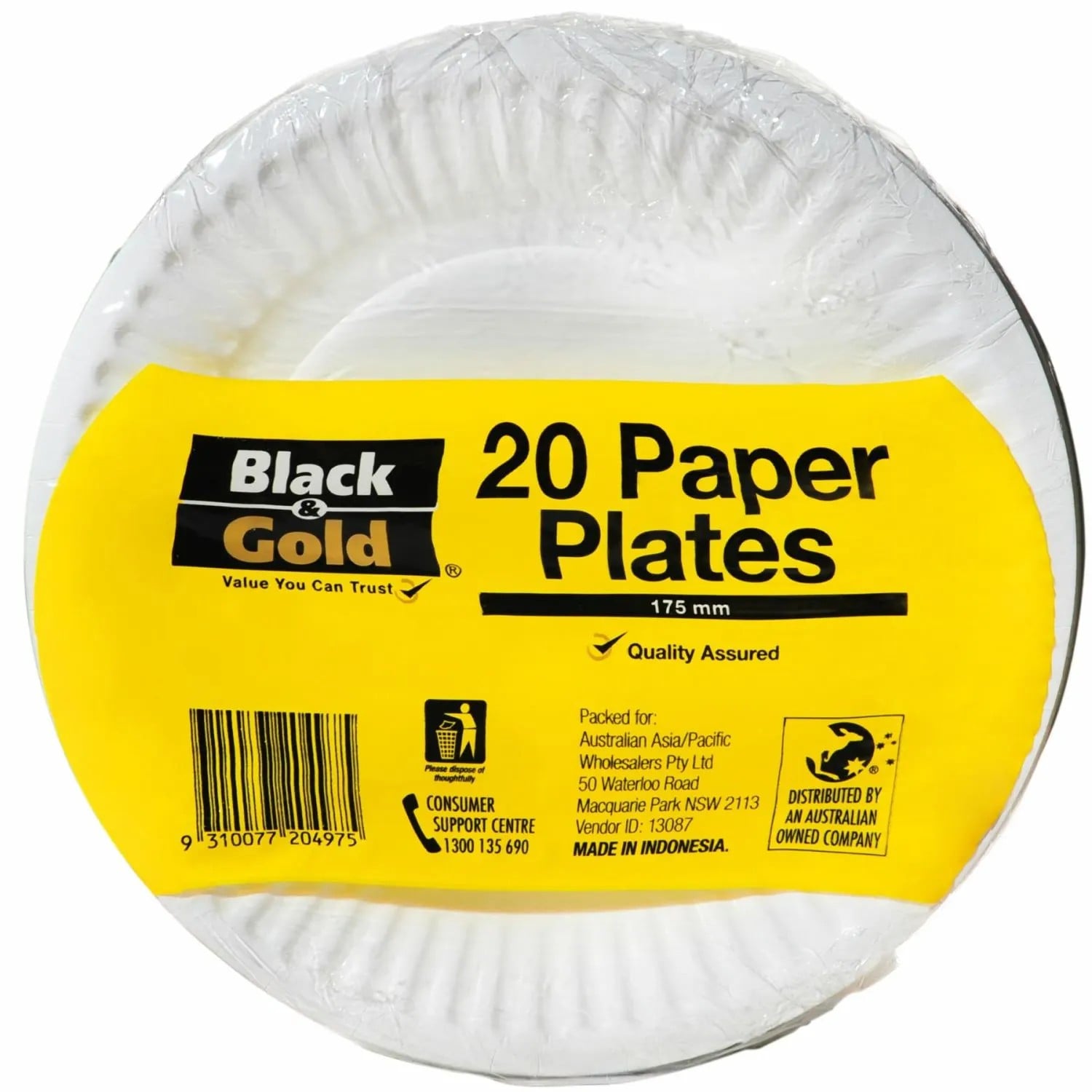 Black & Gold Paper Plates 20 Pack
