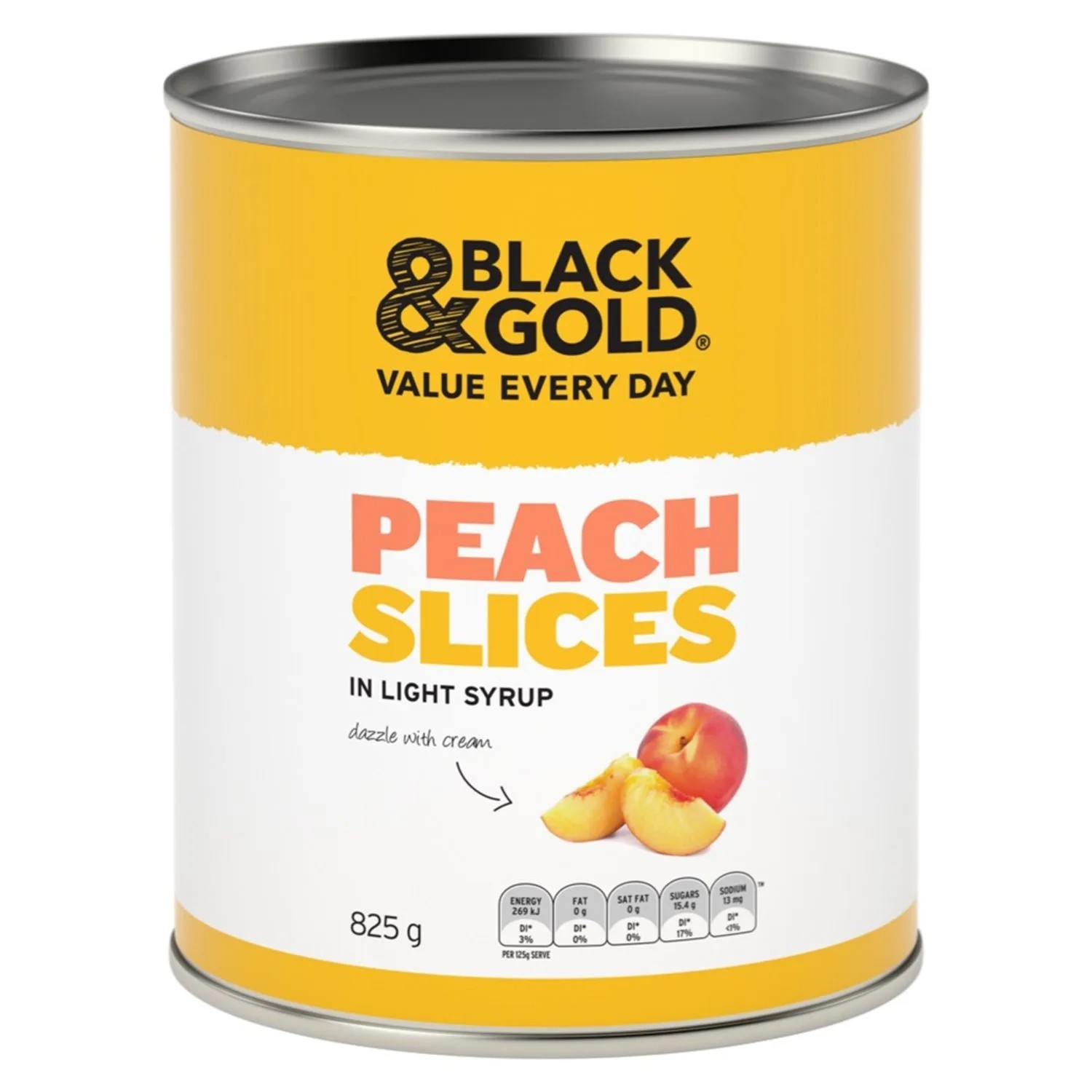 Black & Gold Peach Slices in Light Syrup 825 Gram