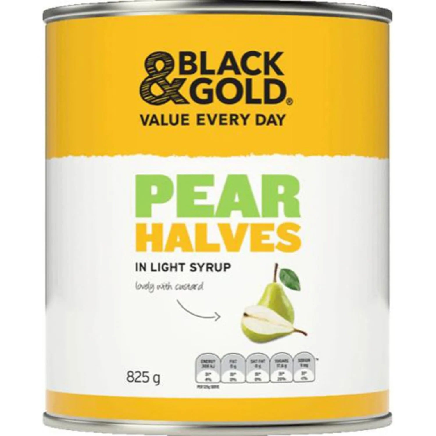 Black & Gold Pear Halves Light Syrup 825 Gram