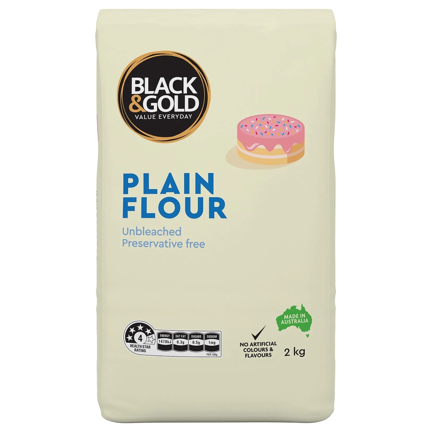 Black & Gold Plain Flour 2 Kilogram