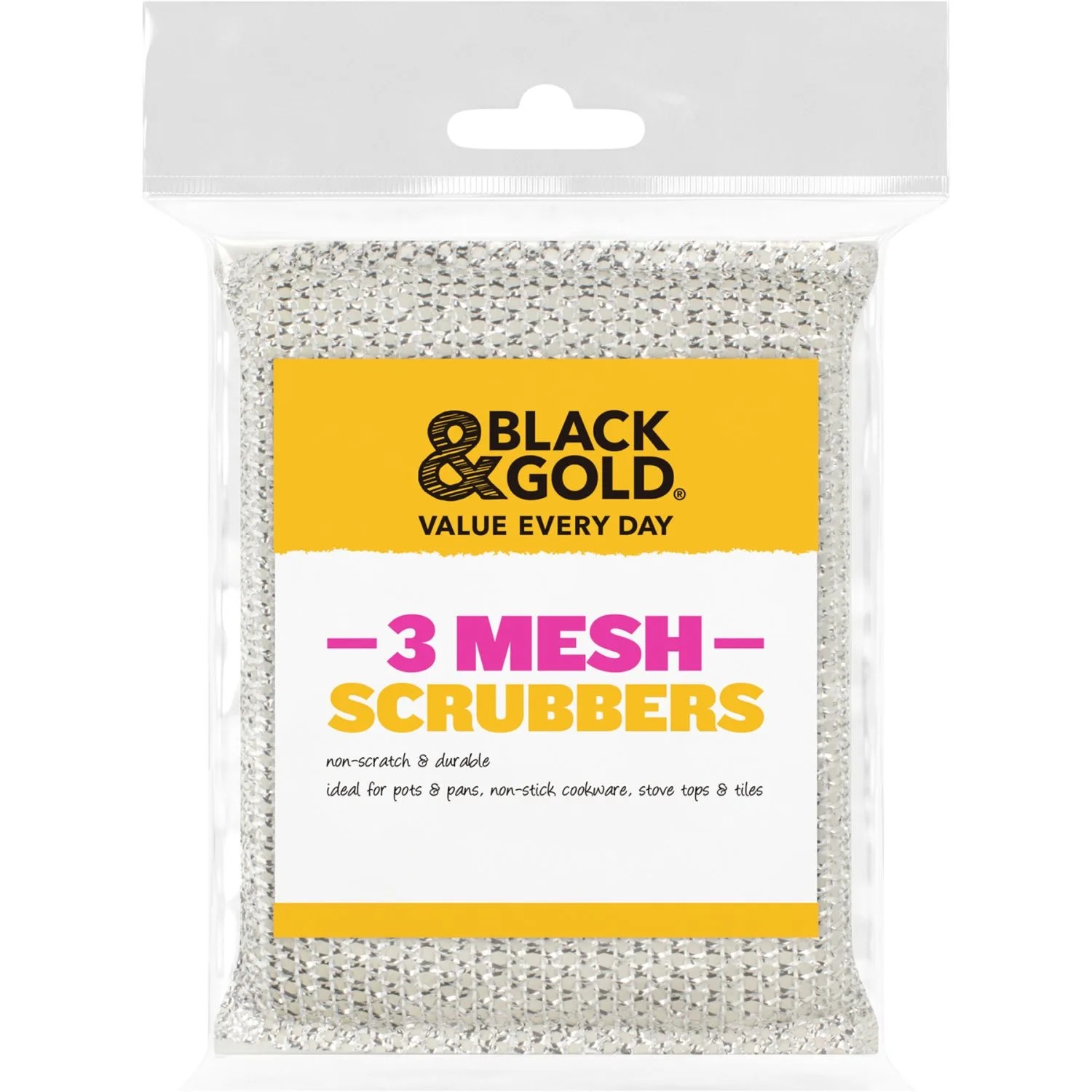 Black & Gold Scrubber Mesh 3 Pack
