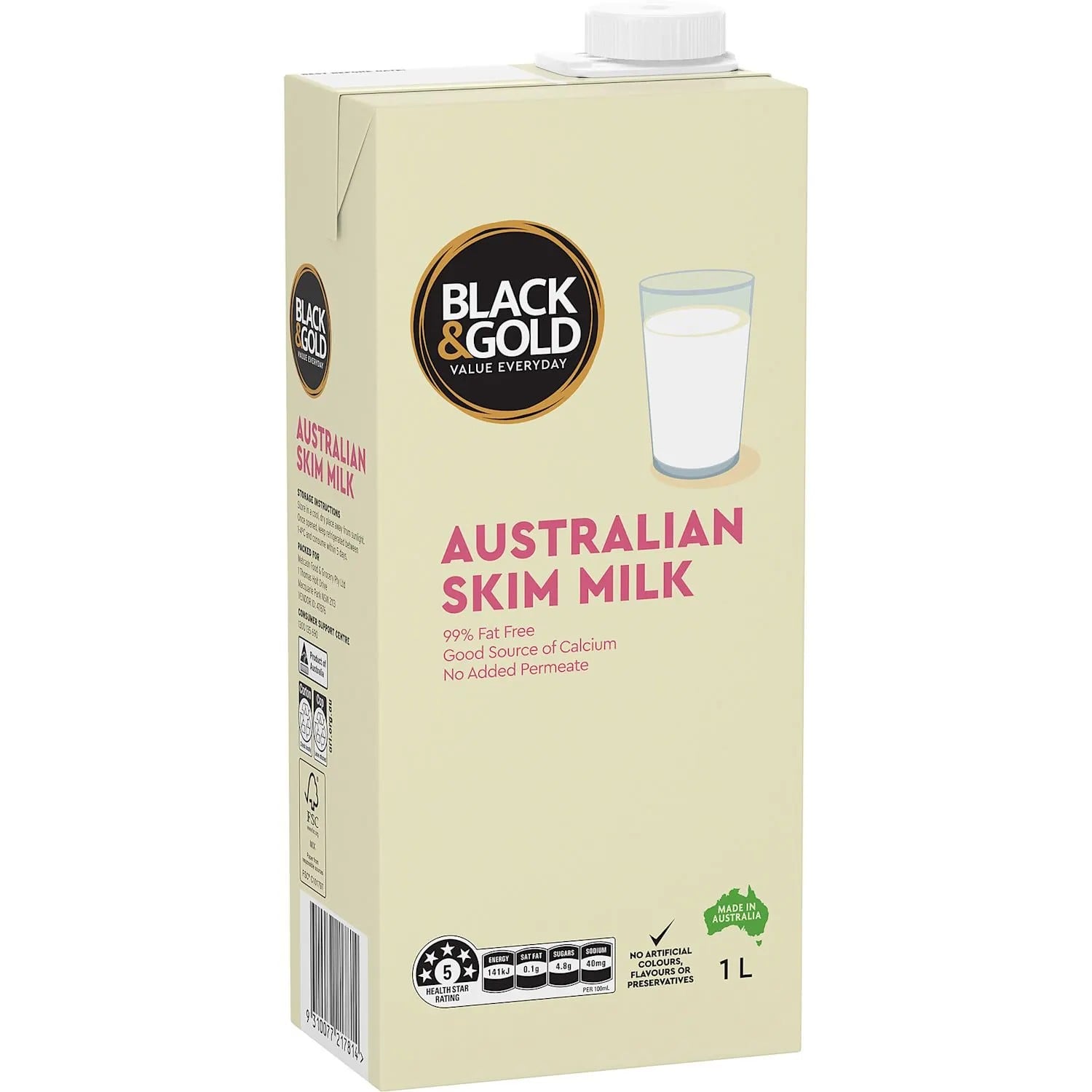 Black & Gold Skim Milk 1 Litre