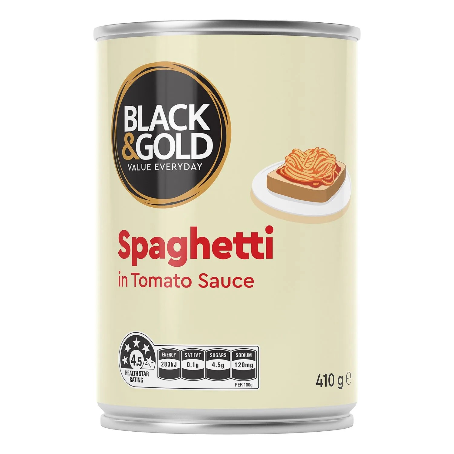 Black & Gold Spaghetti In Tomato Sauce 410 Gram
