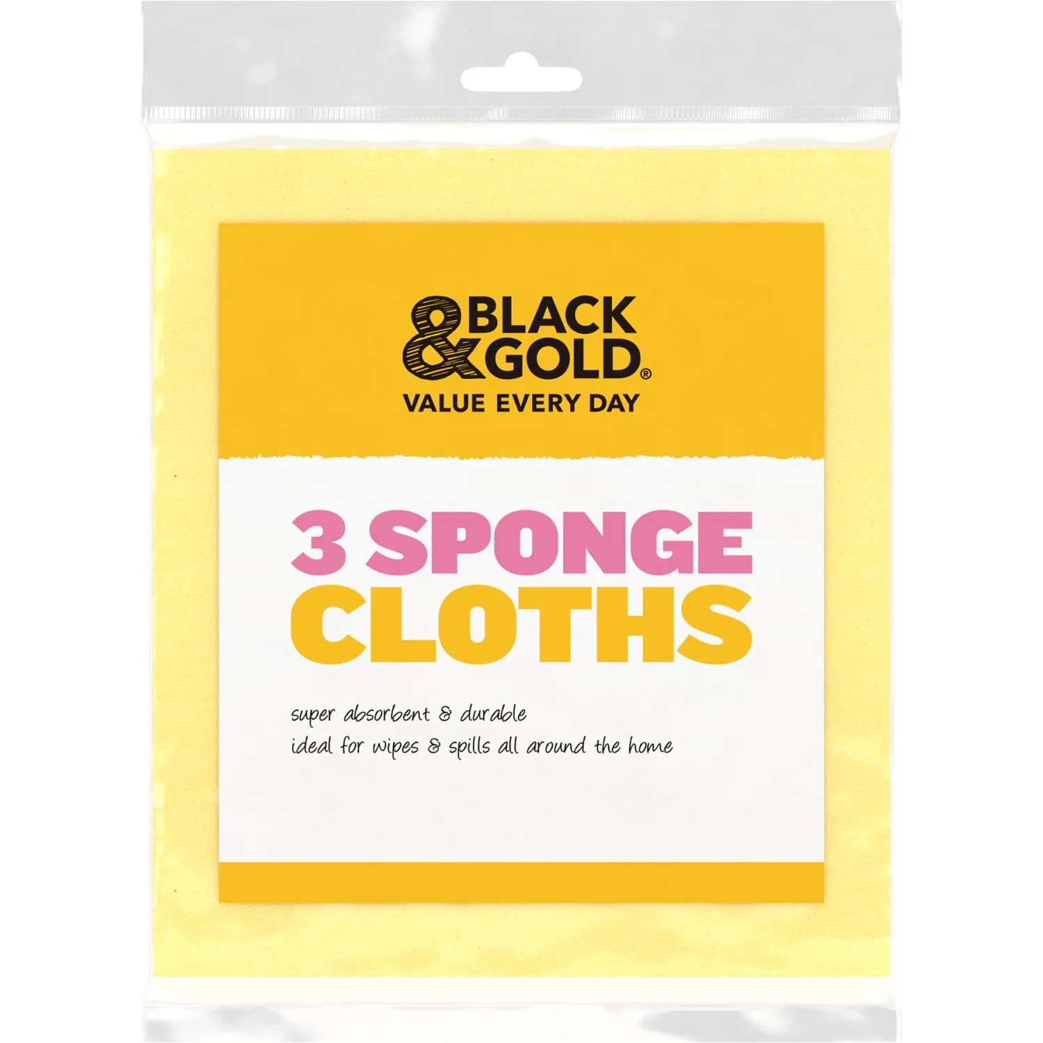 Black & Gold Sponge Cloths 3 Pack