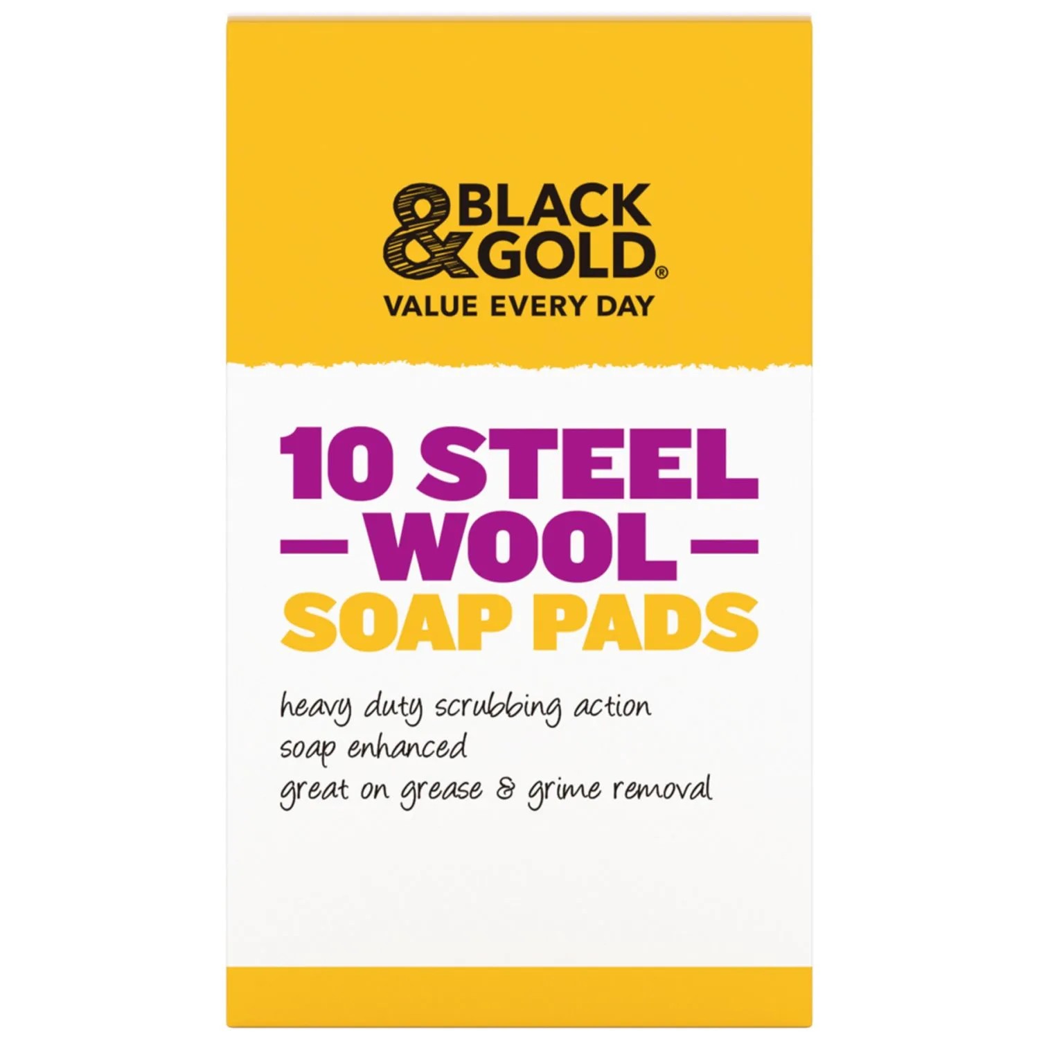 Black & Gold Steel Soap Pads 10 Pack