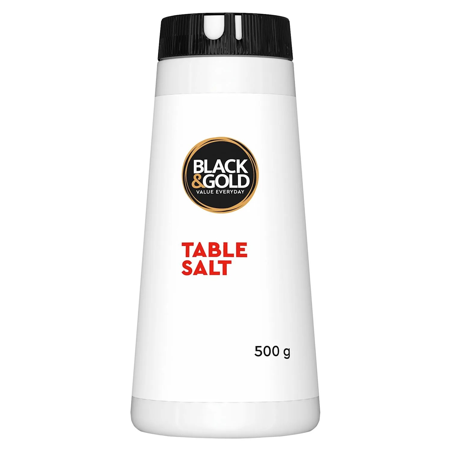 Black & Gold Table Salt Plain Drum 500 Gram