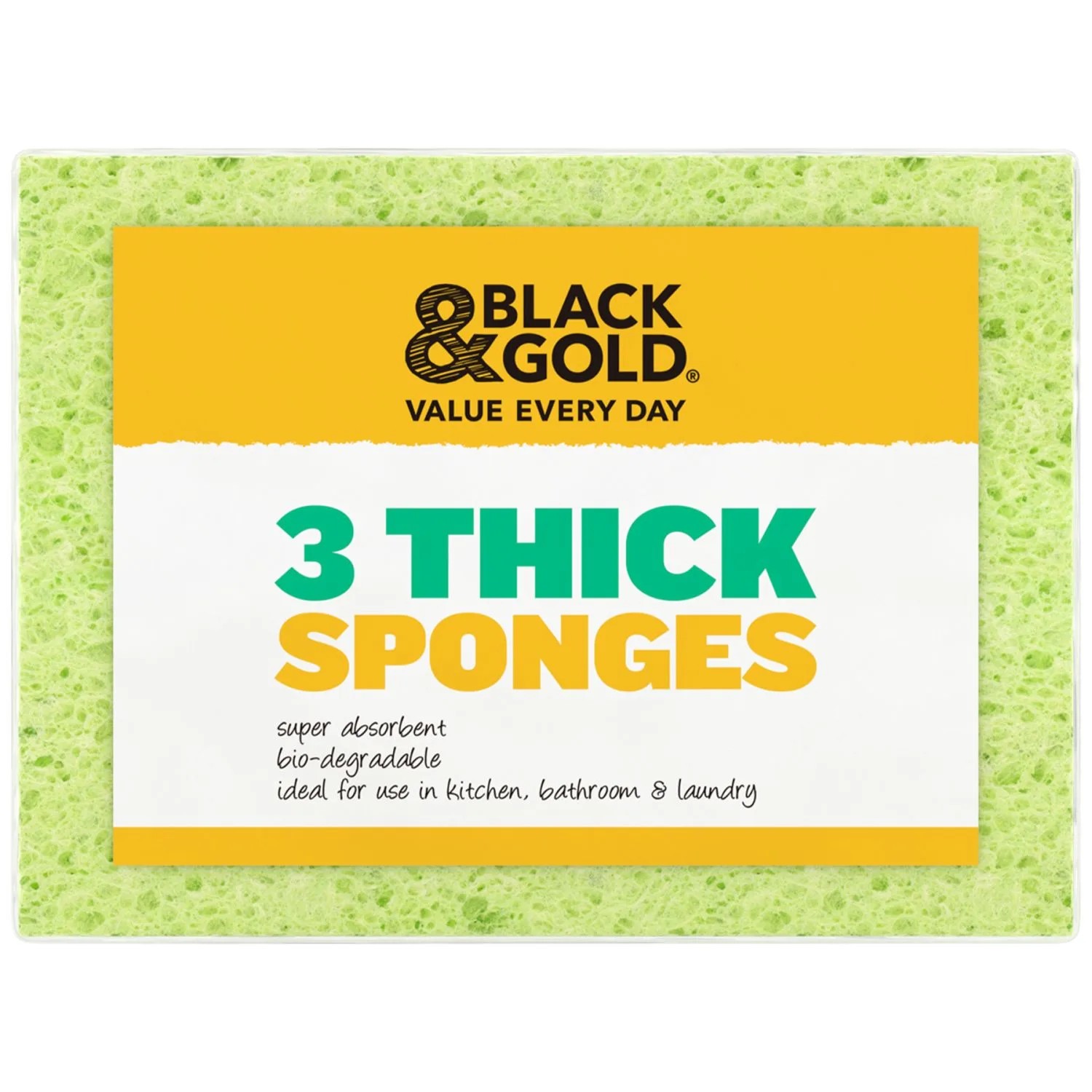 Black & Gold Thick Sponges 3 Pack