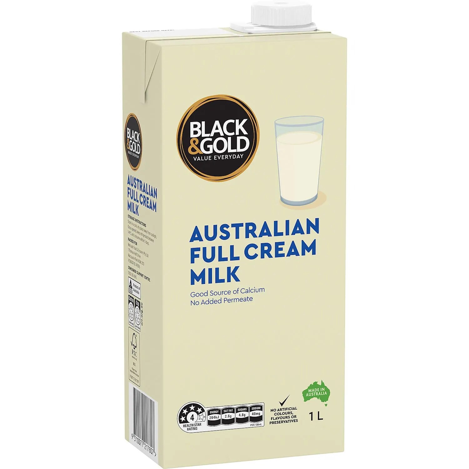 Black & Gold Uht Dairy Full Milk 1 Litre