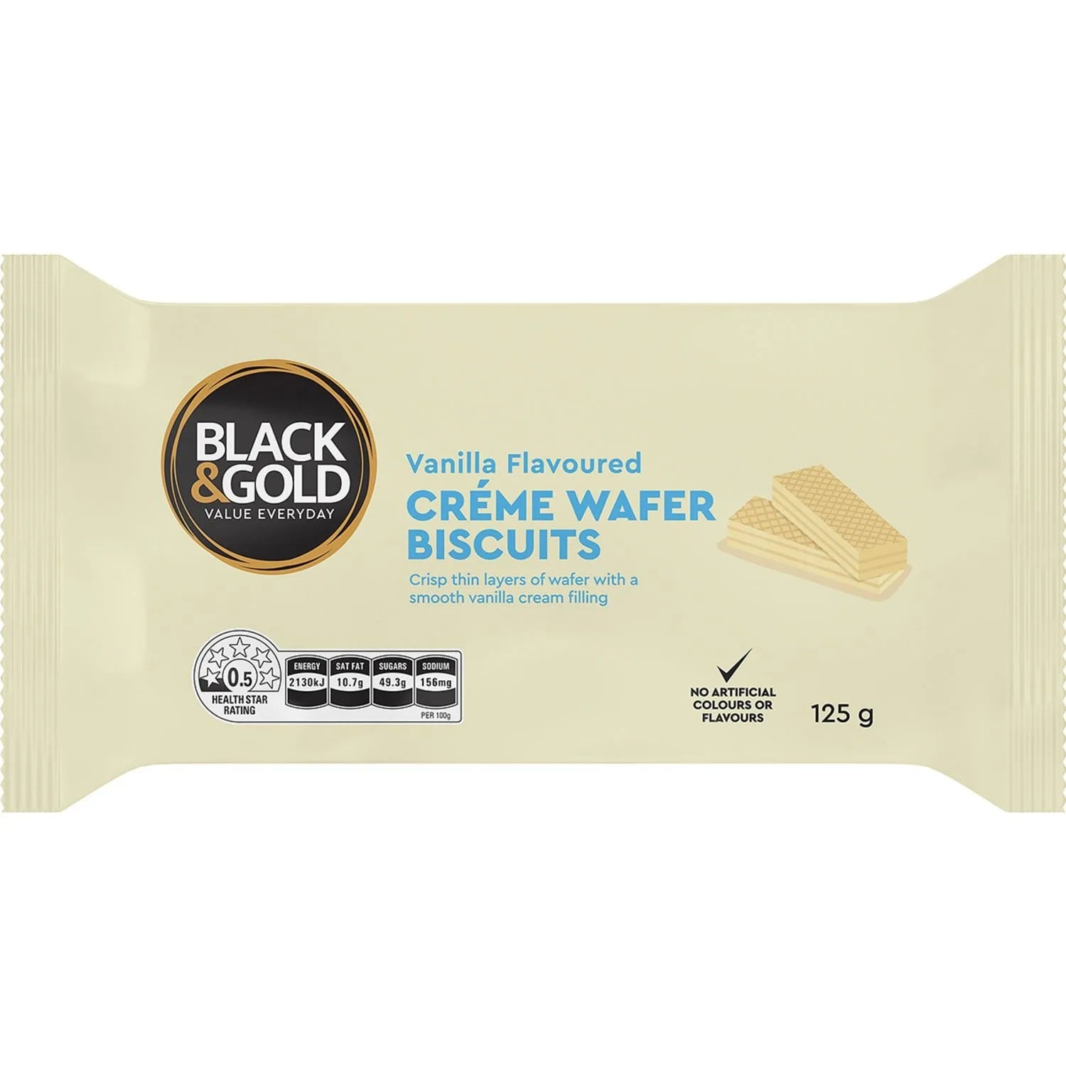 Black & Gold Vanilla Flavoured Creme Wafer Biscuits 125 Gram