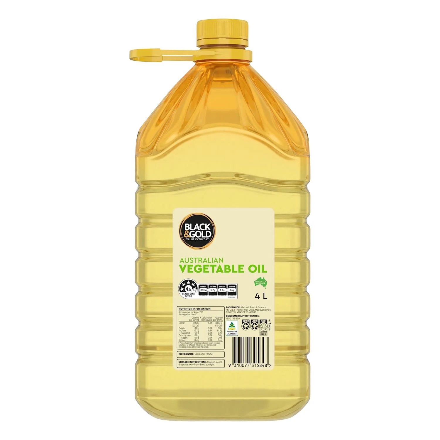 Black & Gold Vegetable Oil 4 Litre