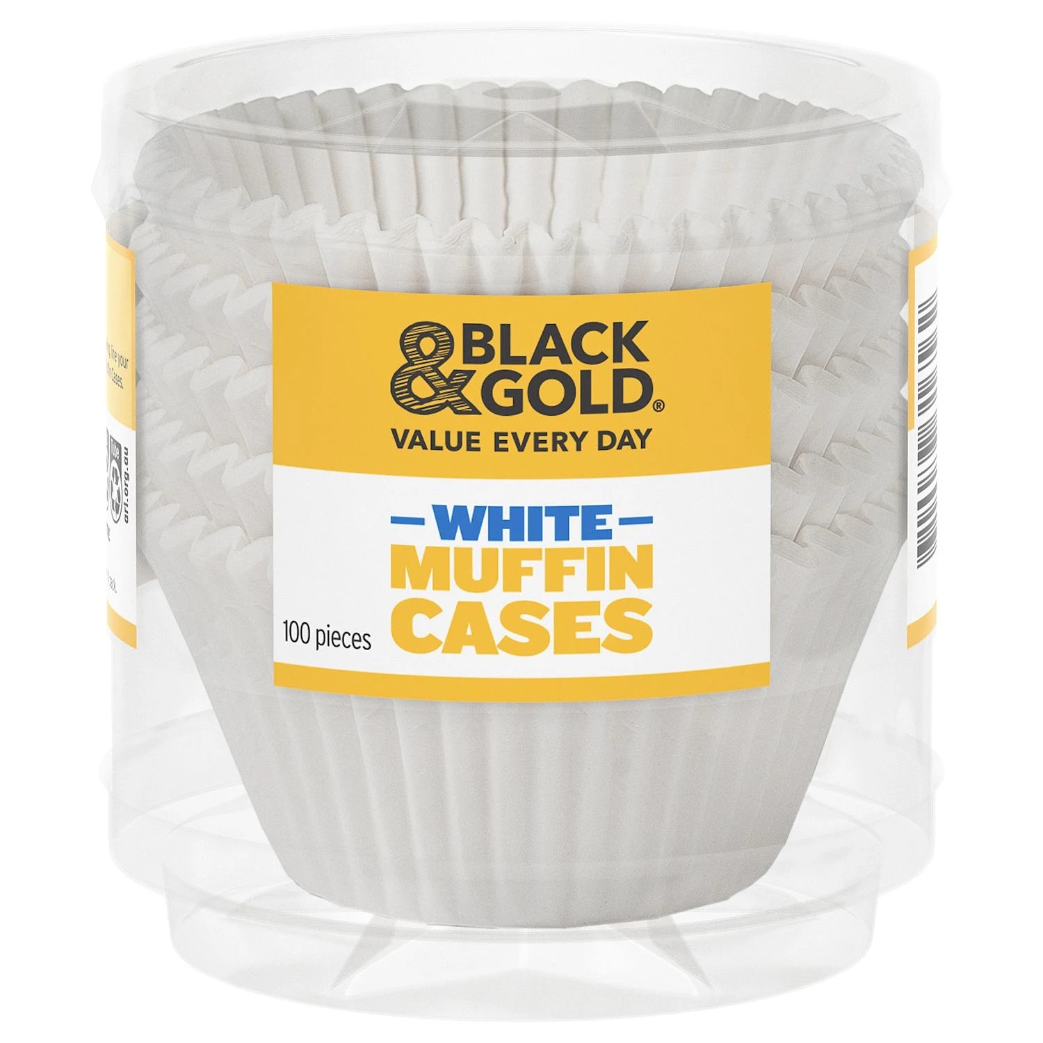 Black & Gold White Muffin Cases 100 Pack