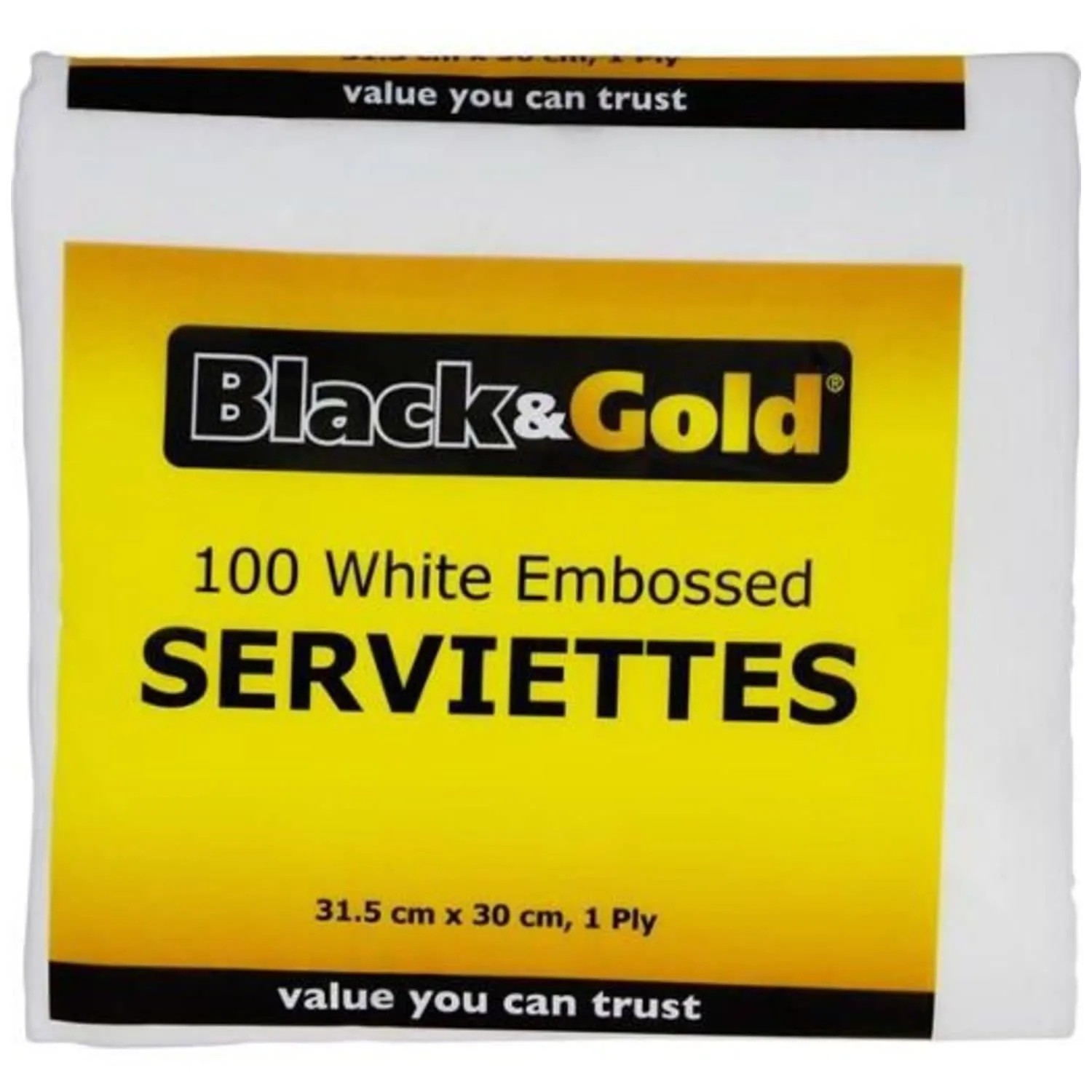Black & Gold White Napkins 100 Pack