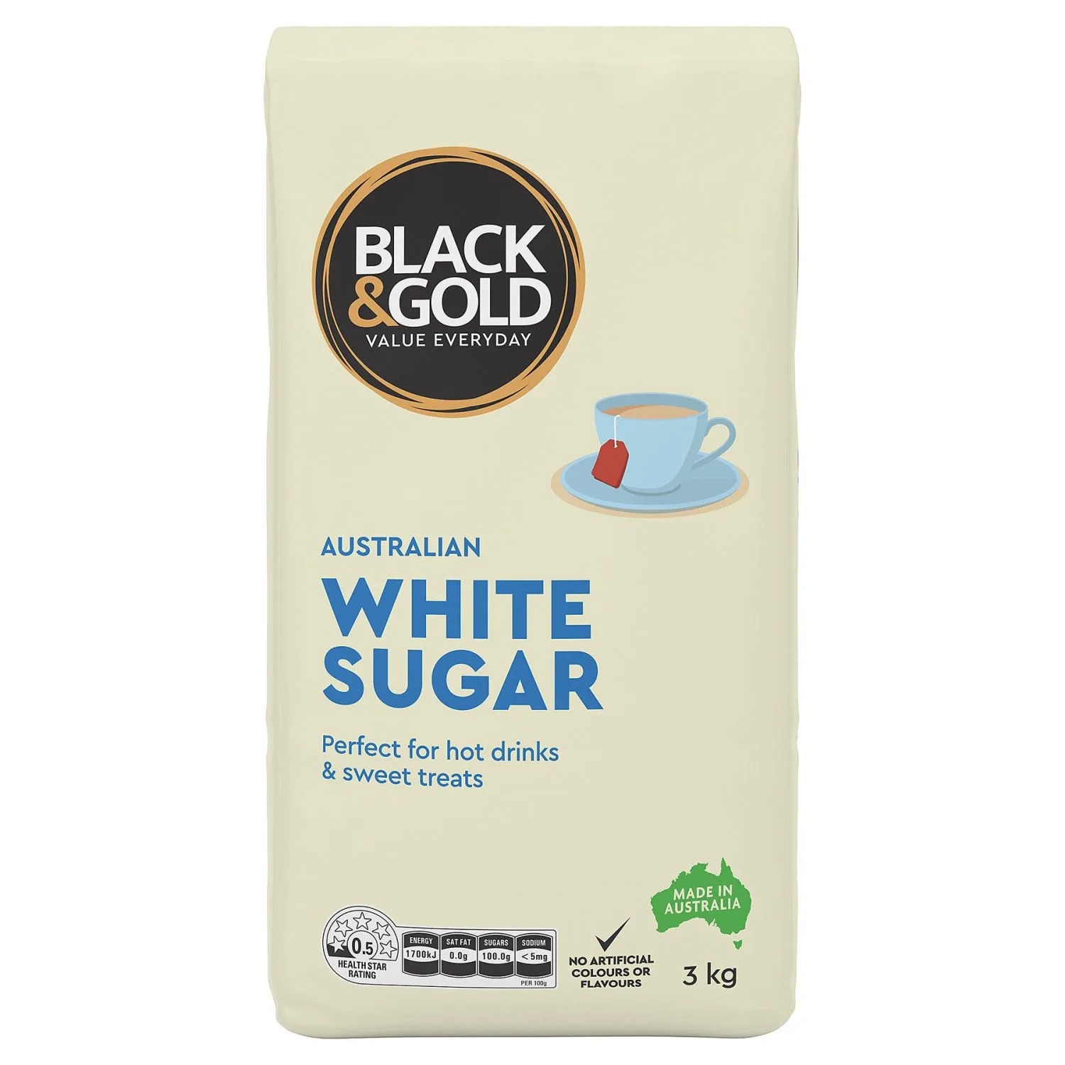 Black & Gold White Sugar 3 Kilogram