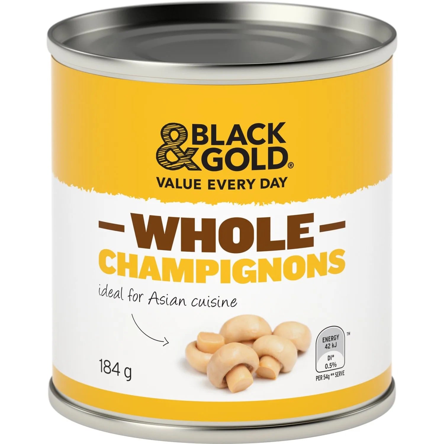 Black & Gold Whole Champignon Mushrooms 184 Gram