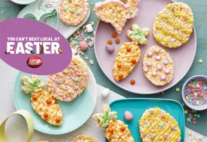 Easter-shaped rice crispy treats.