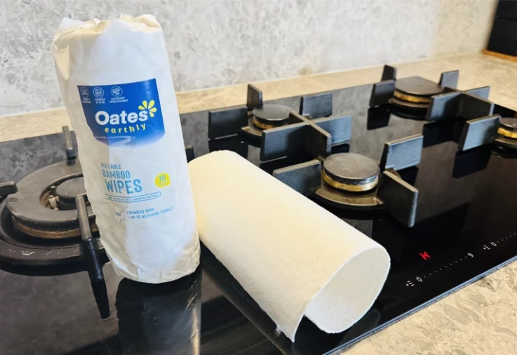Oates Earthly reusable wipes on a stovetop.
