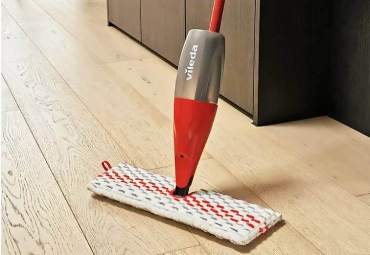 Vileda ProMist Max Flip Mop on a hardwood floor.