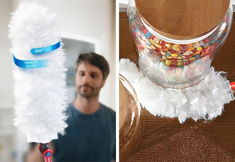 The Vileda Flex & Catch Duster in use around the home.