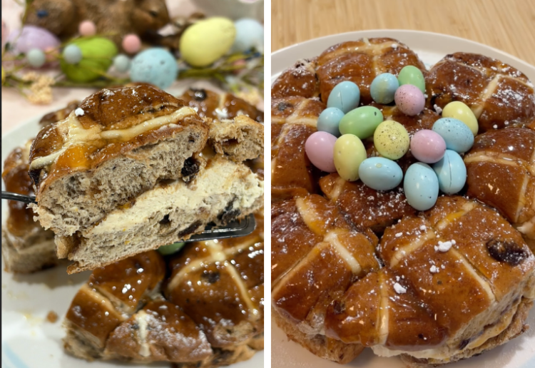 Hot Cross Bun Cheesecake Pull-Apart