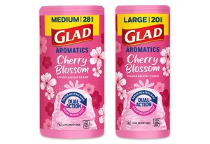 Glad Aromatics Kitchen and Bathroom bin liners in Cherry Blossom.