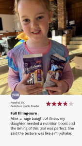 A customer review of PediaSure vanilla shake drink