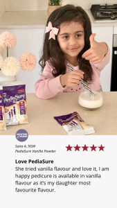 A customer review of PediaSure vanilla shake drink