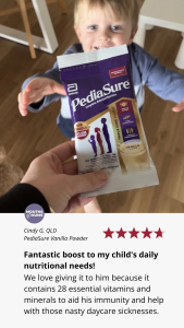 A customer review of PediaSure vanilla shake drink