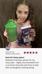 A customer review of PediaSure vanilla shake drink