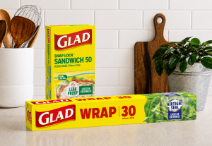 GLAD new packaging on bench top.